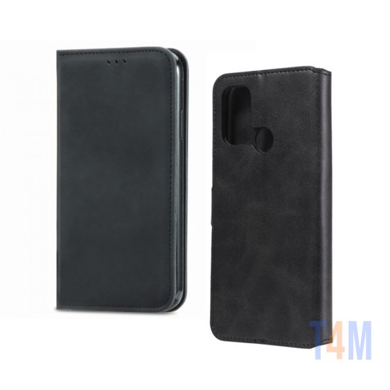 Leather Flip Cover with Internal Pocket For Oppo A53/A53s Black